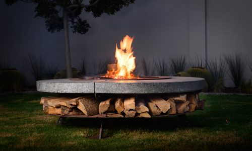 Crete Wood firepit burning 1