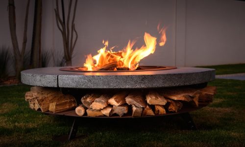 Crete Wood firepit burning 2